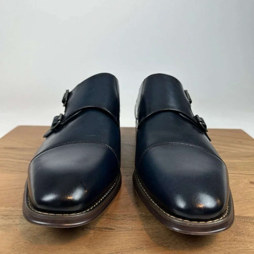 New Mens Stacy Adams Bayne‎ Slip On Leather Black Shoes Dress Shoes Size 9.5 D